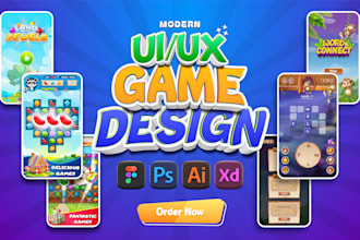 design 2d modern game UI UX for mobile games, web and PC, game design