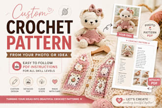 design custom crochet pattern or amigurumi crochet pattern PDF