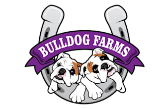 create animals pets care logo with bulldog farms llc