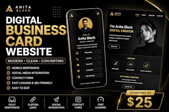 design a digital business card landing page website carrd or link in bio website