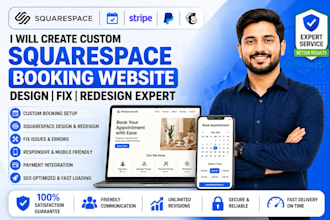 create custom squarespace booking website design redesign squarespace website