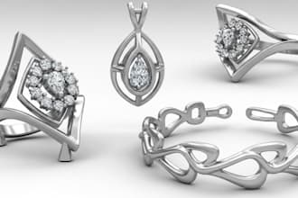 create modern stunning 3d cad jewelry design models and render it for printing