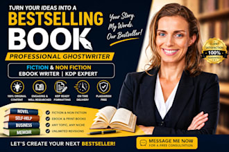 ghostwrite your ebook, KDP book writer, for fiction and non fiction books
