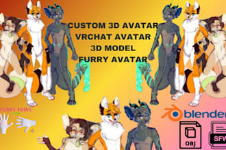 do realistic vrchat avatar vr character vtuber furry model