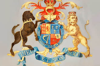 design school, college, university, academy, family crest and coat of arms logo