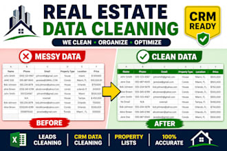 clean real estate data, property lists, CRM excel spreadsheet