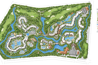 detailed resort site plans, master plans, landscape maps