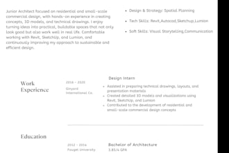 design a professional CV resume for architects and engineers