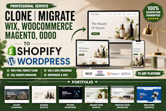 clone migrate wix woocommerce magento odoo to shopify wordpress site migration