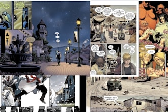 comic page, anime comic and graphic novel illustration in digital comic art