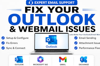 fix, configure any microsoft outlook, gmail or webmail issues