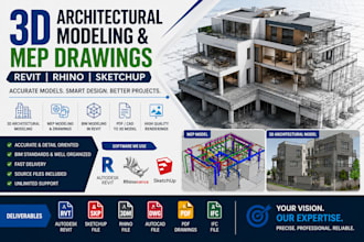 do 3d modeling architecture mep drawing  with rhinoceros autodesk revit sketchup