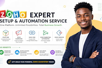 setup zoho one, zoho email campaigns,zoho crm,zoho marketing automation, creator