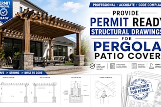provide permit ready structural drawings for pergola patio cover