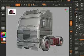 create realistic 3d truck model, construction truck model ready for printing