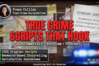 write true crime documentary and police bodycam scripts for youtube and podcast