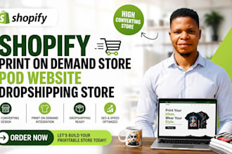 design shopify print on demand store, pod website, dropshipping store