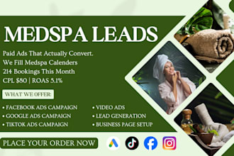 run converting medspa ads for 500 medspa leads facebook ads tiktok ads google ad