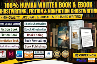 ghostwrite 50k fiction book, non fiction book romance book, developmental editor