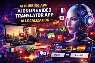 develop saas ai dubbing website, ai online video translator app, ai localization