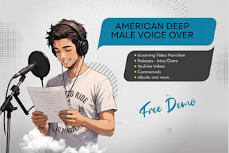 record a professional male voice over for commercials, youtube, and narration