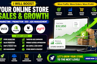 boost wix shopify big cartel ziro store marketing sales promotion seo ad manager