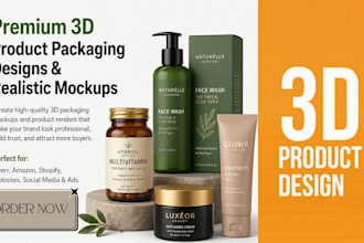 create premium realistic 3d product packaging mockup and packaging design