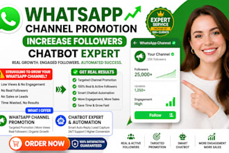 do whatsapp channel promotion and increace whatsapp followers chatbot expert