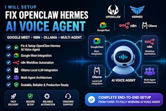 setup fix openclaw ai voice agent google meet n8n hermes ai multi agent ollama