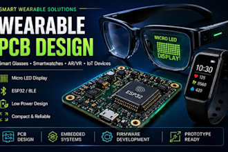 design wearable pcb, smart watch glasses, micro led display and esp32 iot system