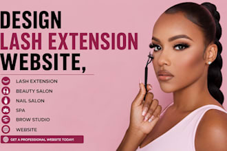design lash extension, beauty salon, nail salon, spa and brow studio website