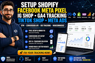setup shopify facebook meta pixel ig shop ga4 tracking tiktok shop meta ads