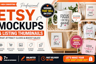 design high converting etsy mockups, listing images and thumbnails