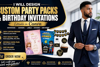 design custom birthday invitations and party printables editable in canva