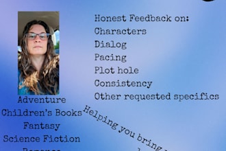 beta read your fiction manuscript and provide honest feedback