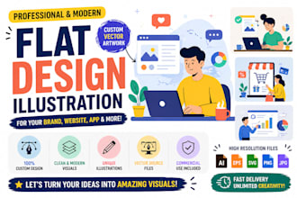 create modern flat design illustration for your brand, website, or app