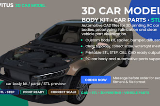 create 3d car model body kit car part spoiler automotive cad stl for 3d printing