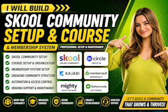 do skool community setup, setup course, and membership system