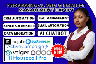 kajabi activecampaign systeme io odoo vtiger housecall pro crm zapier automation