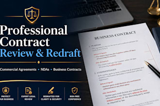 professionally review and redraft your commercial contract, agreement, or nda