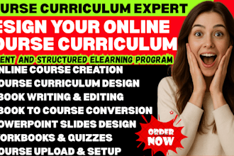 design your online course curriculum, content and structured elearning program