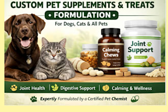 formulate custom pet supplements, dog treats, and animal wellness products