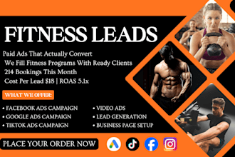 run converting fitness ads for 500 fitness leads facebook ads google ads tiktok