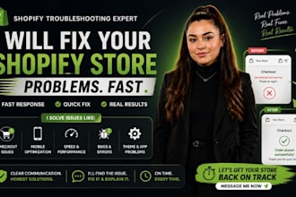 fix your shopify store, broken checkout, slow speed, low sales within 24 hours