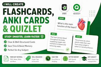 create flashcard, anki cards  and quizlet for you