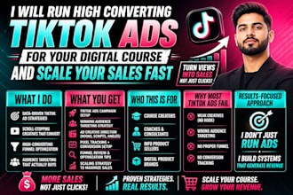 run converting tiktok ads for your digital course, online course tiktok campaign