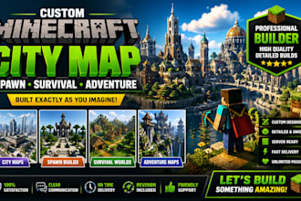 create custom minecraft city map spawn build survival adventure as your builder