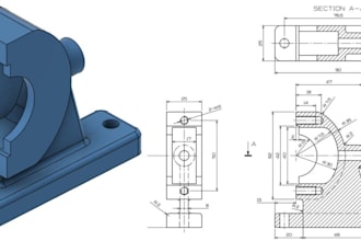 create production ready cnc manufacturing drawing with gd and t with tolerances