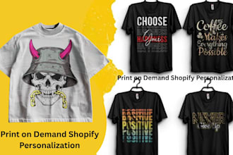 personalize shopify print on demand products teeinblue zakeke customily tshirt