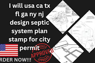 usa ca tx fl ga ny nj design septic system plan stamp for city permit